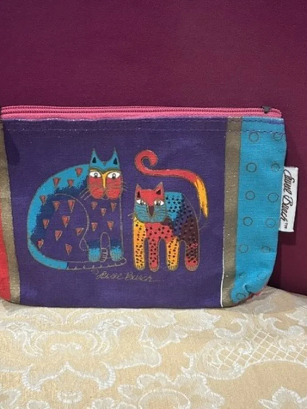 LAUREL BURCH Colorful CAT Make Up BAG POUCH